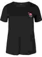 T-skjorte med print, Black Flamingo
