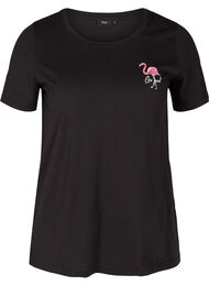 T-skjorte med print, Black Flamingo