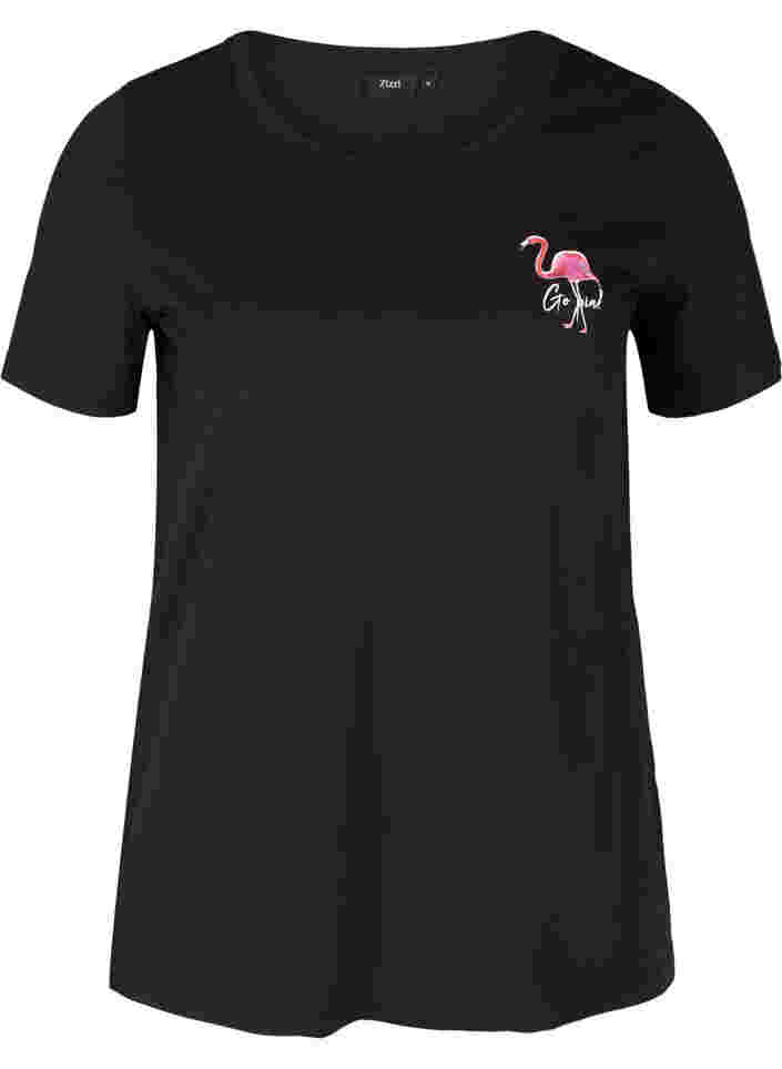 T-skjorte med print, Black Flamingo, Packshot image number 0