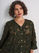 Bluse med frynsete tr&aring;der og tekstur, Gr&oslash;nn, Model image number 3