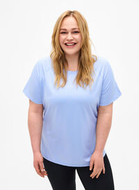 Trenings-T-skjorte med nettingrygg, Zen Blue, Model