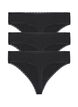 G-streng med blondekanter, 3 stk., Black, Packshot image number 1