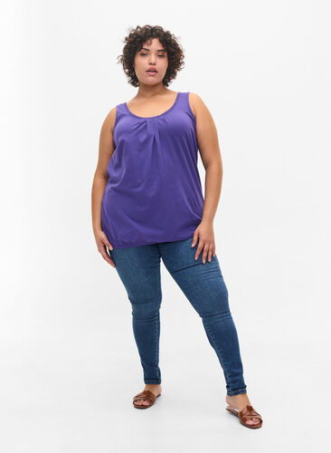 Bomullstopp med rund hals og blondekant, Ultra Violet, Model image number 2