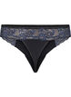 Mikrofiber-G-string med blonder, Black w Blue, Packshot image number 1