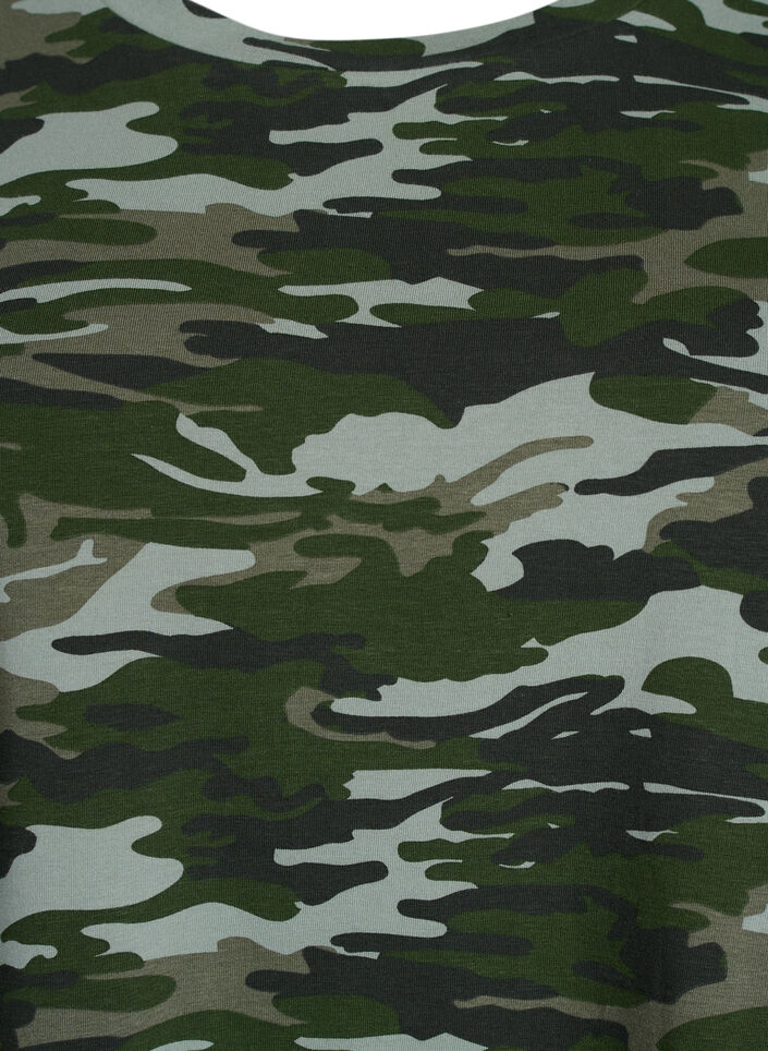 T-skjorte med rund hals og heldekkende trykk, Grønn, Packshot image number 2