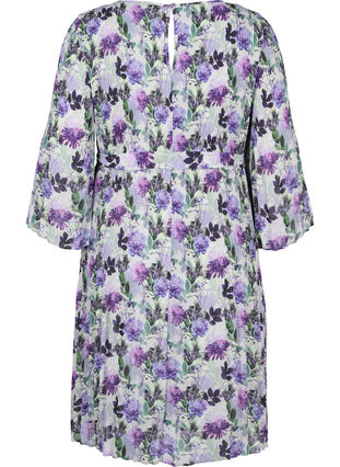 Mønstrete plissékjole med knyting, Purple Flower Mix, Packshot image number 1