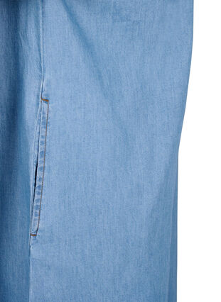 Zizzi Denimkjole med splitt og korte ermer, Blue denim, Packshot image number 4