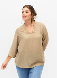 Solid farge bluse med 3/4 ermer, Coriander, Model