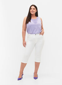 Amy capribukser med høyt liv og super slim fit, Bright White, Model