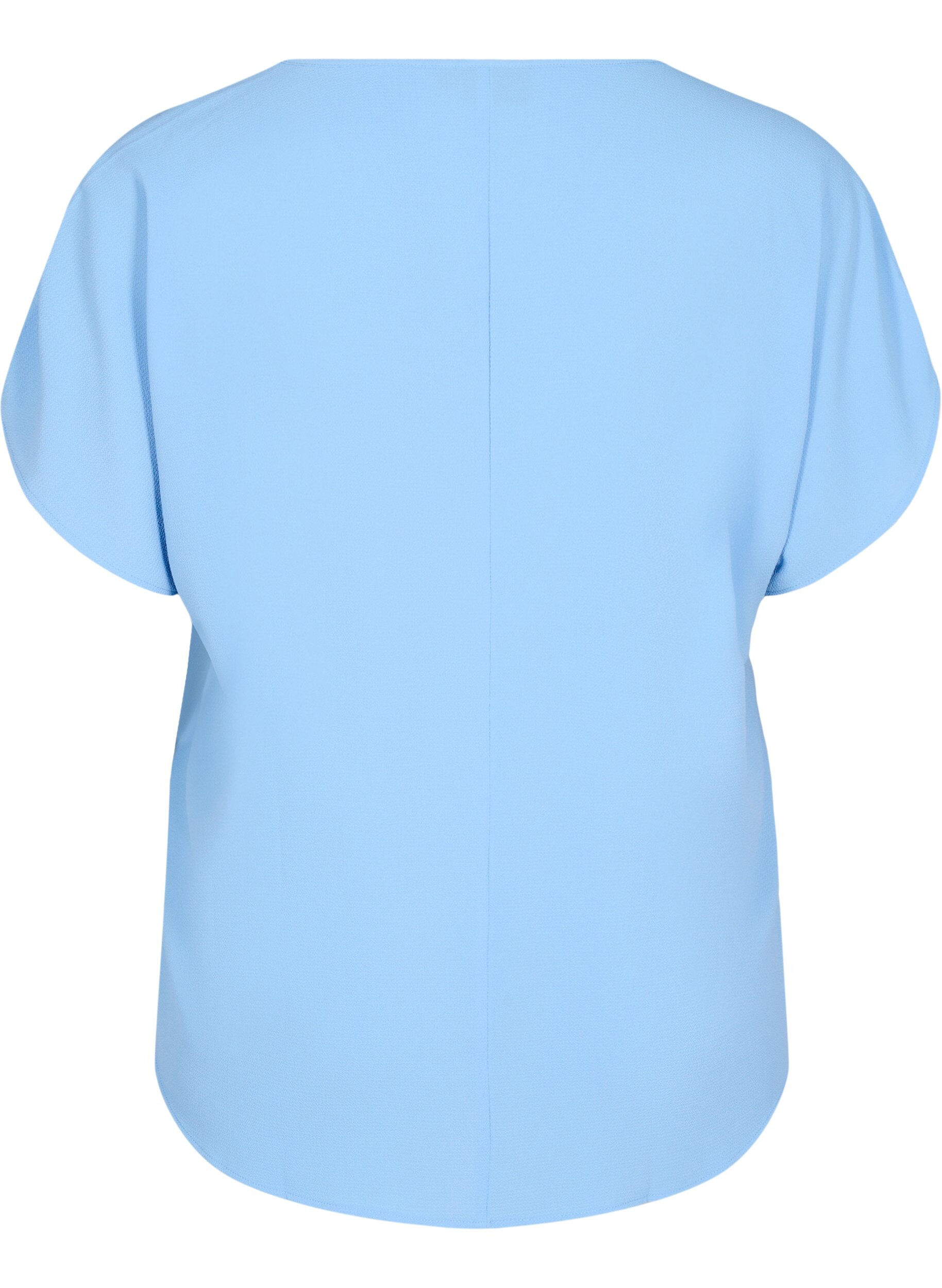 ZizziBluse med korte ermer og rund hals, Bl&aring;, Packshot image number 1