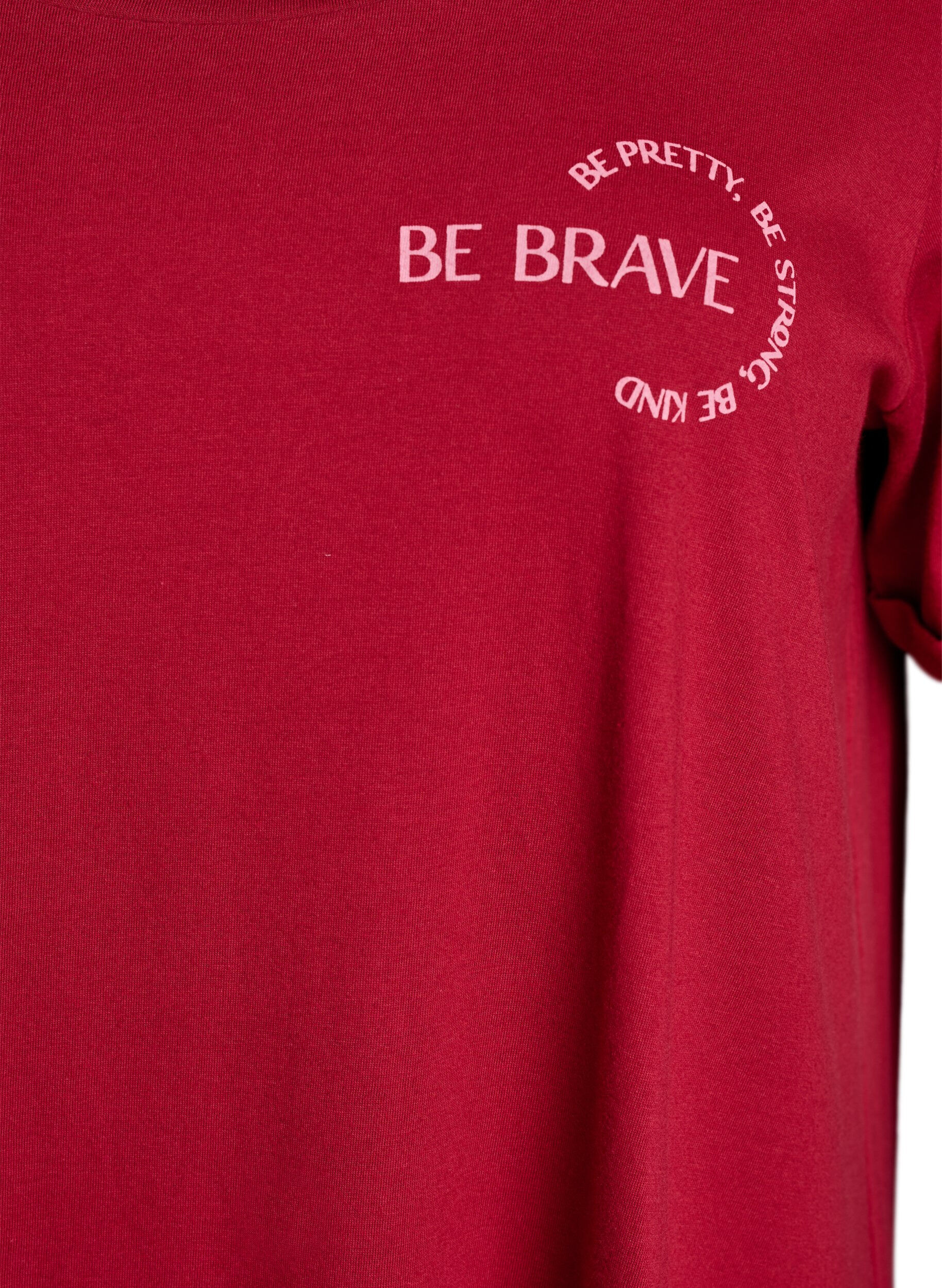 Zizzi Kortermet nattkjole i &oslash;kologisk bomull, R&oslash;d, Packshot image number 2