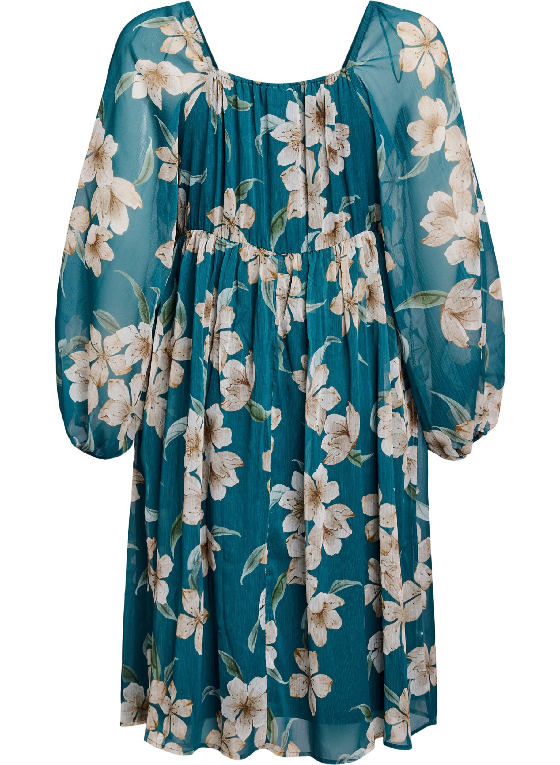 Zizzi Chiffon festkjole med lange ermer, Gr&oslash;nn, Packshot image number 1