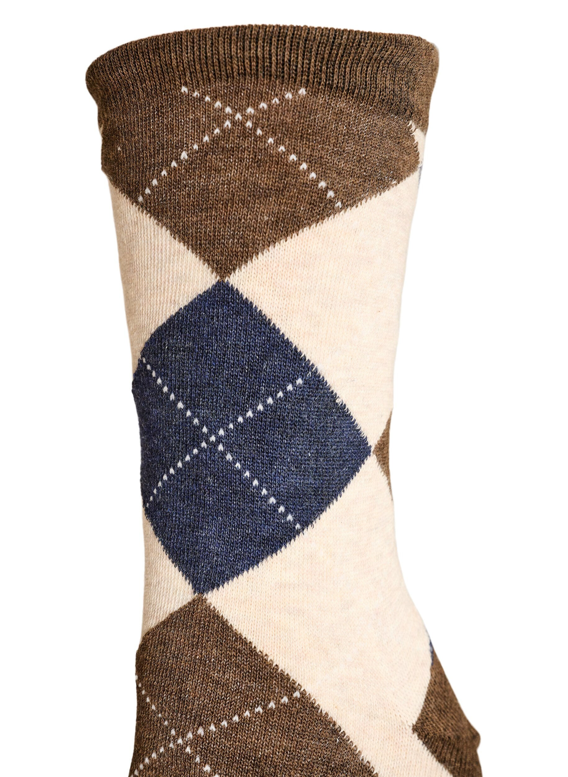 Zizzi2-pakning med sokker med harlekintrykk, Brun, Packshot image number 2