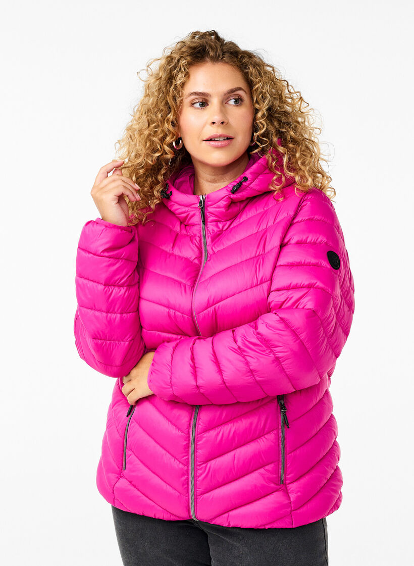 Lett jakke med hette, Rosa, Model image number 0