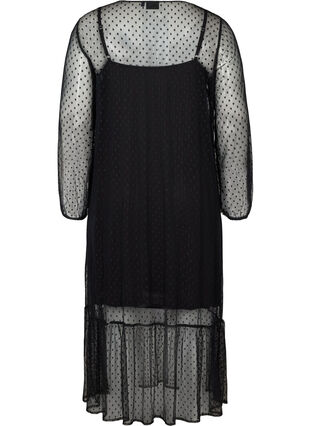 Lang, transparent kjole i prikker, Black, Packshot image number 1