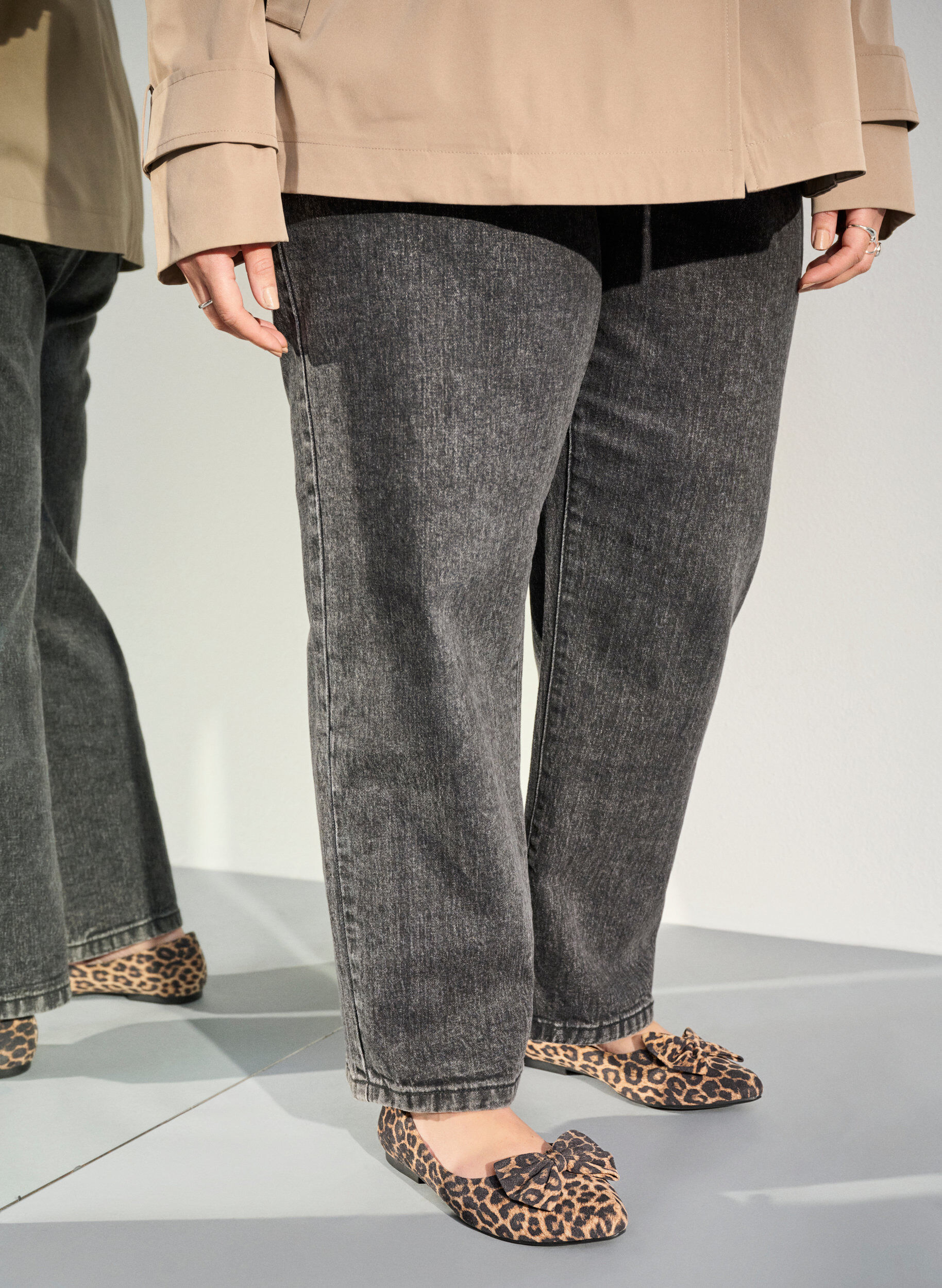 Zizzi Wide fit - Ballerinapumps med sl&oslash;yfe, Brun, Image image number 0