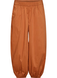 Ballongbukser med lommer og elastisk midje, Brun