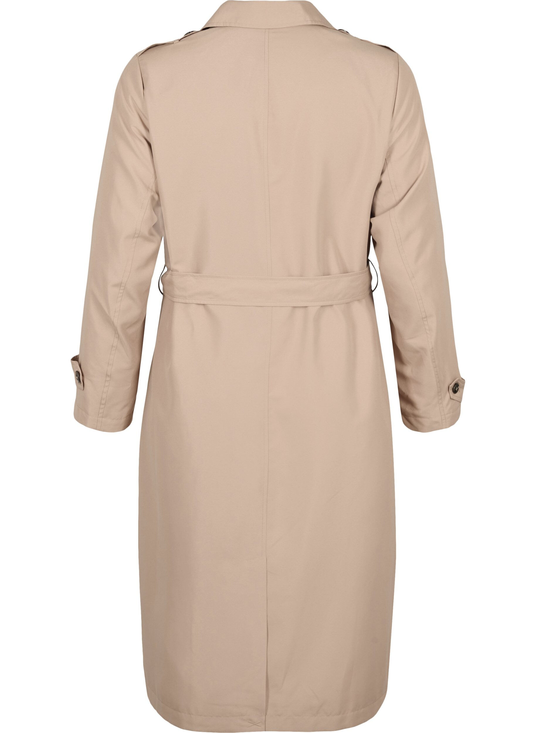 Zizzi Lang trenchcoat med belte, Nomad, Packshot image number 1