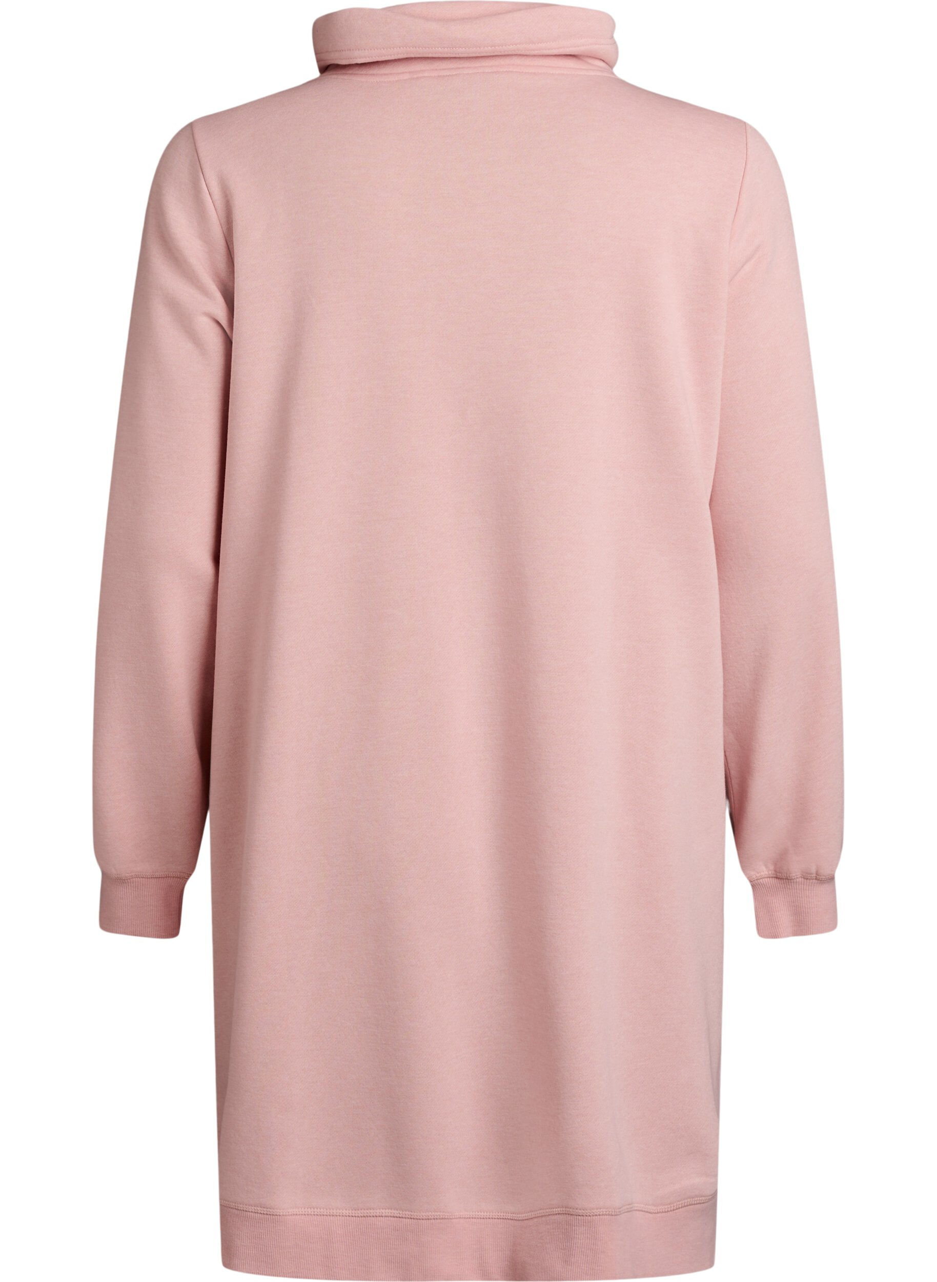ZizziKort genserkjole med h&oslash;y hals og lommer, Rosa, Packshot image number 1