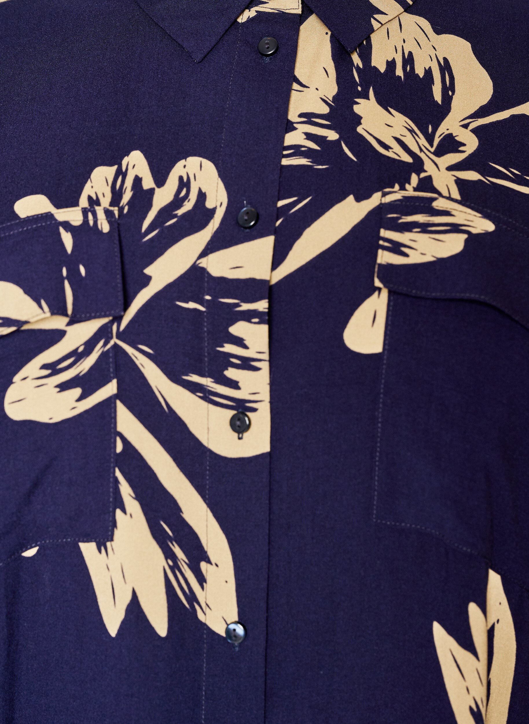 ZizziLang skjortekjole med korte ermer, Bl&aring;, Packshot image number 2