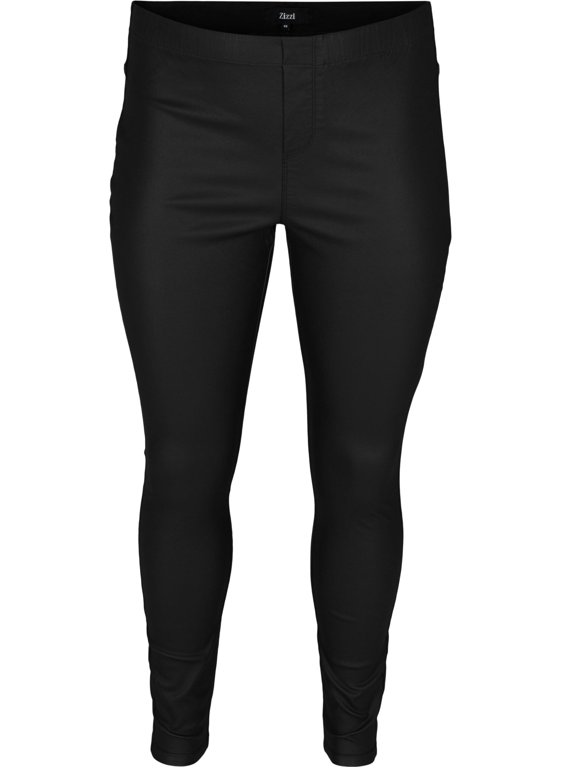 Zizzi Coated leggings, Black, Packshot image number 0