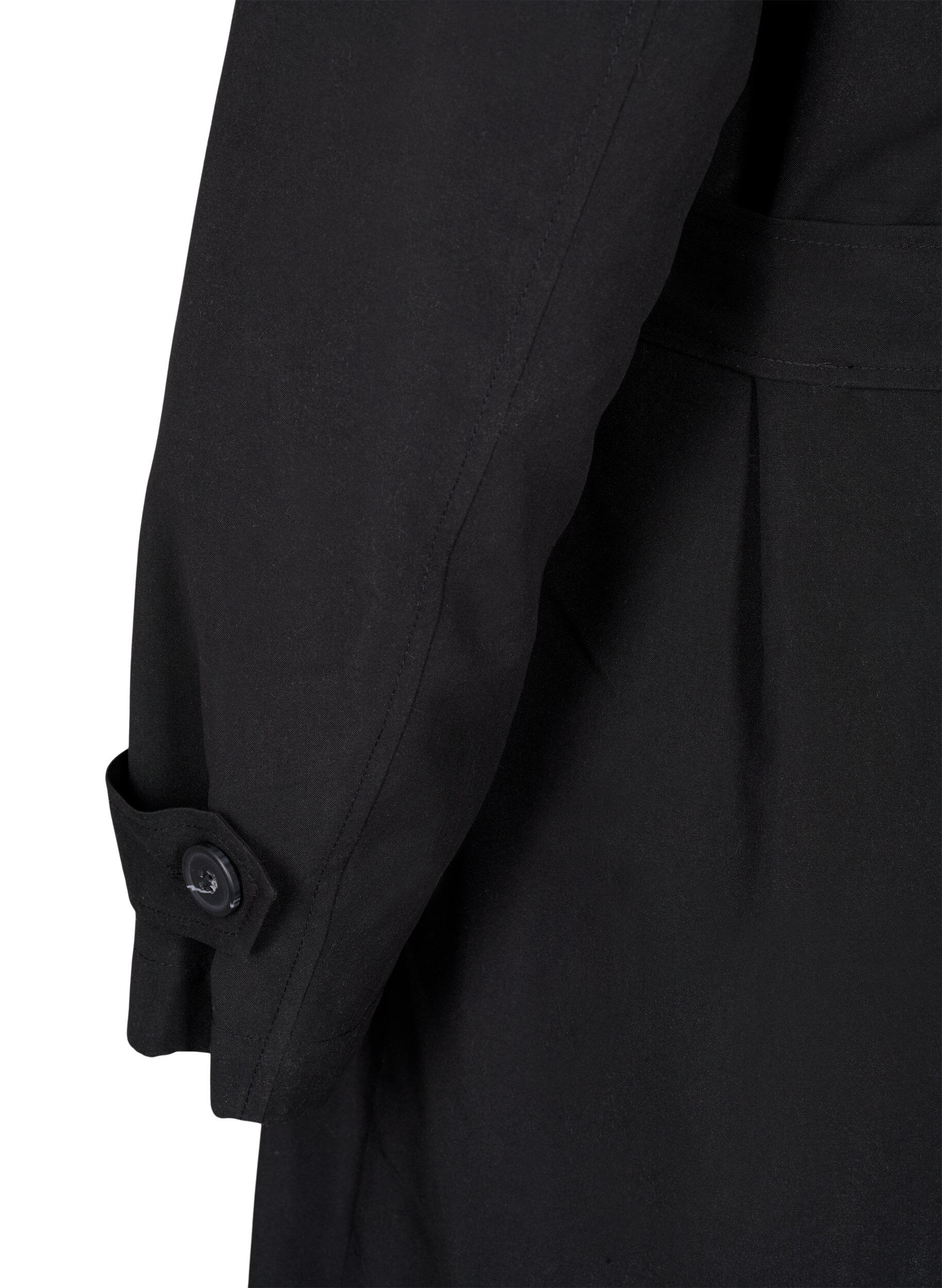 Zizzi Lang trenchcoat med belte, Black, Packshot image number 4