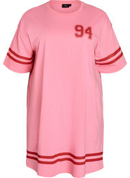 Kort T-skjortekjole med sporty detaljer, Rosa