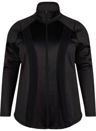 Trenings cardigan med glidelås og høy hals, Black