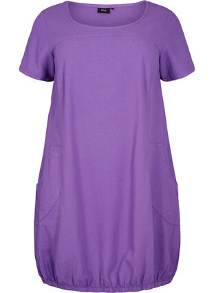 Kortermet kjole i bomull, Deep Lavender, Packshot image number 0