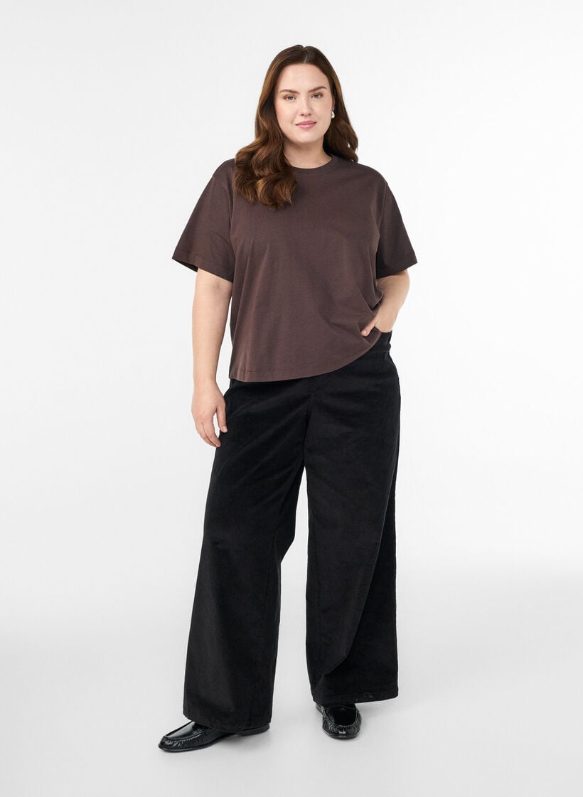 Boxy bomulls-t-skjorte, Brun, Model image number 1