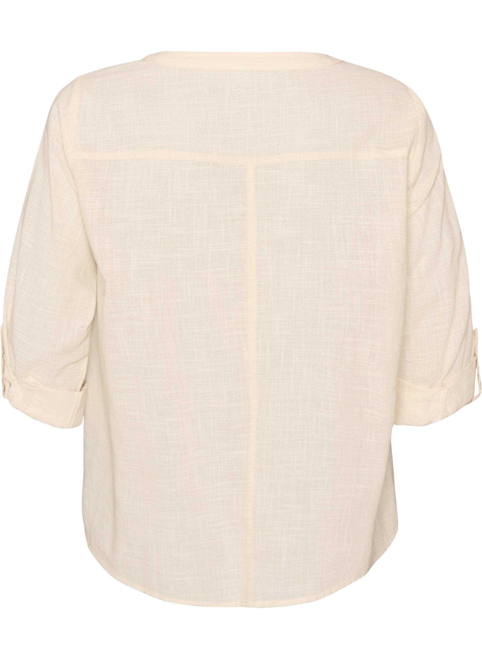 ZizziBomullsbluse med V-hals, Vanilje, Packshot image number 1