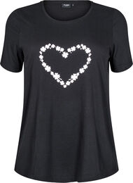 FLASH - T-skjorte med motiv, Black Flower Heart