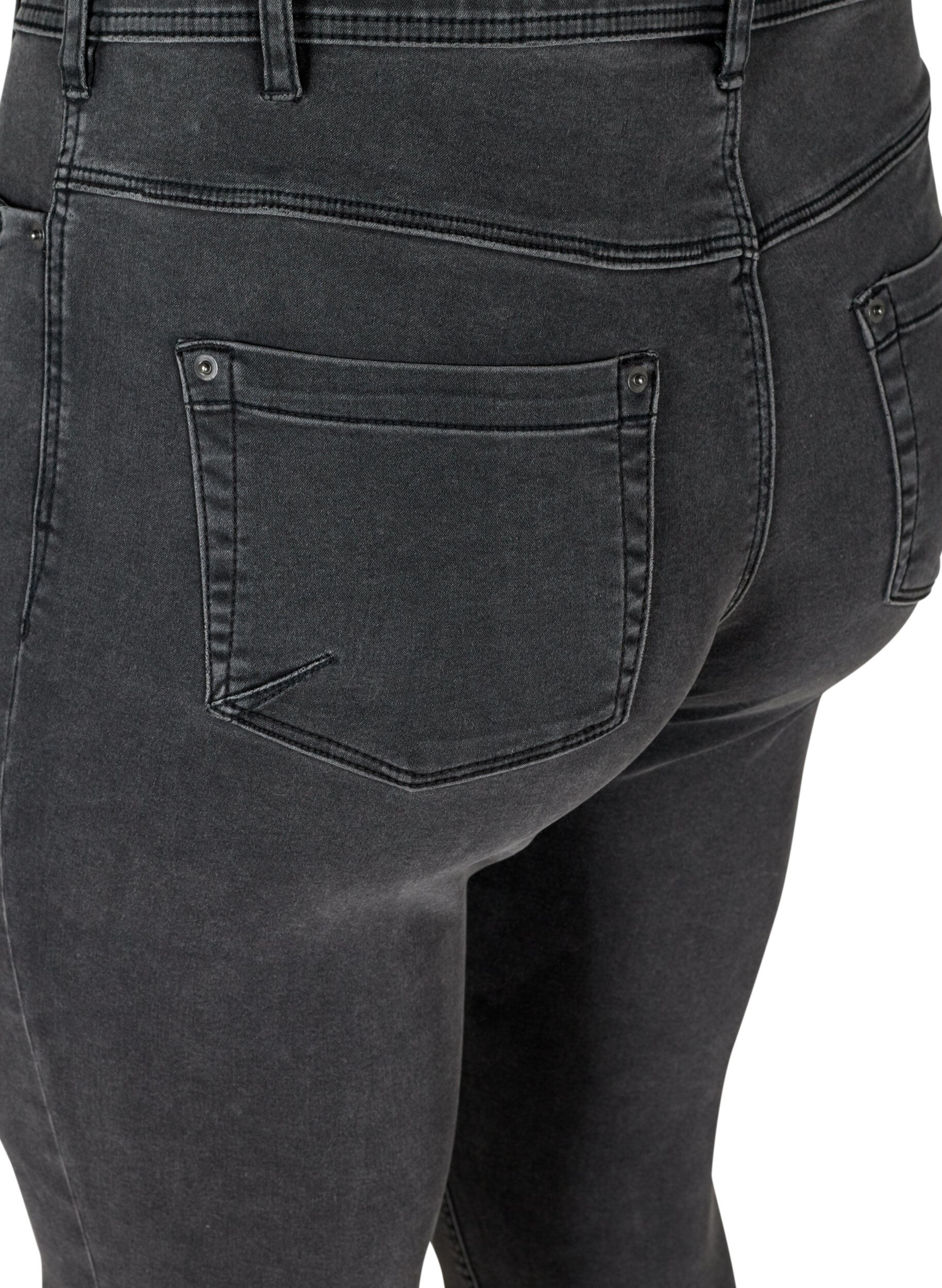 ZizziCropped Amy jeans med glidel&aring;s, Gr&aring;, Packshot image number 3