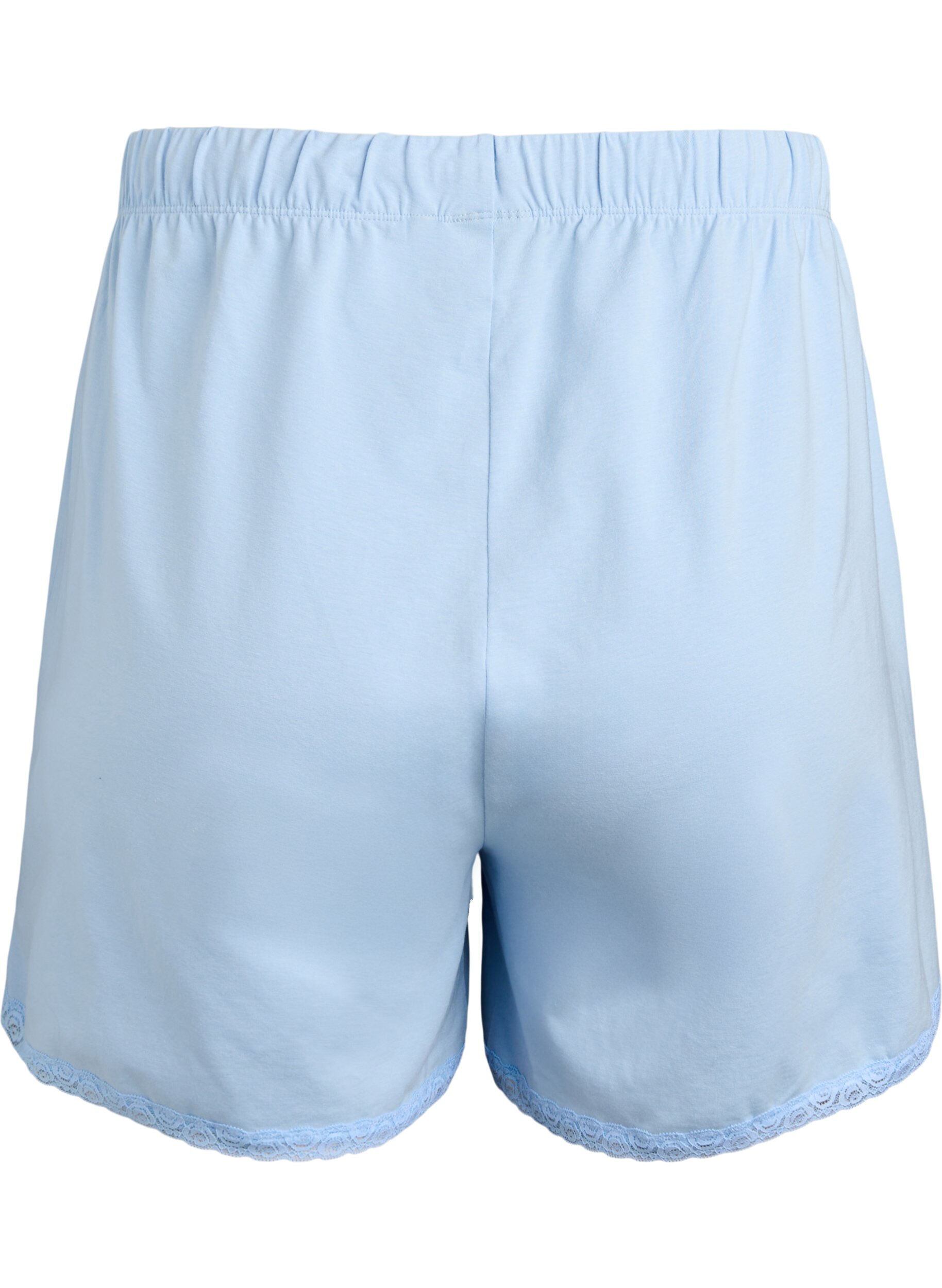 Zizzi L&oslash;se shorts i en modalblanding med blonderkant, Dutch Canal, Packshot image number 1