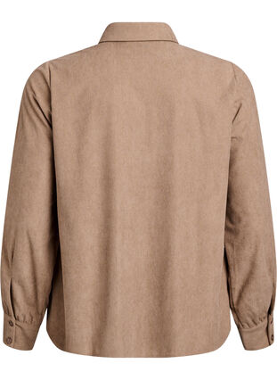 Zizzi Langermet skjortebluse i cordfløyel, Caribou, Packshot image number 1