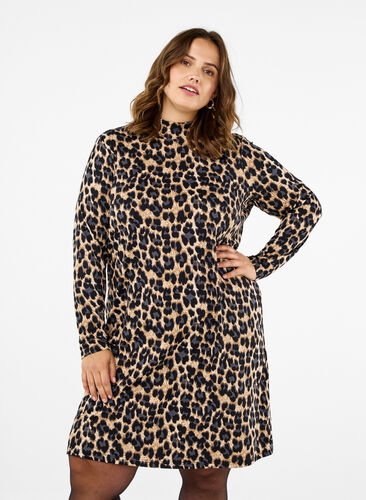 Zizzi FLASH - Kjole med lange ermer og turtleneck, Svart, Model image number 0