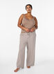 Stripete pyjamasbukser med h&oslash;y midje og vide ben, Beige, Model image number 0