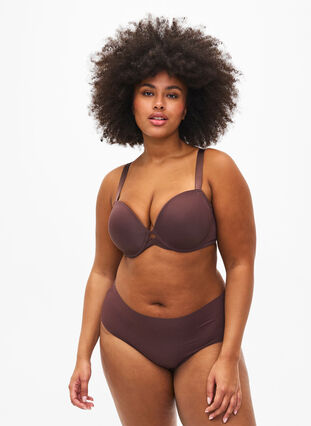 Zizzi Formstøpt BH med kryssdetaljer, Brun, Model image number 1