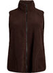 Teddy fleece vest med glidelås og lommer, Brun, Packshot image number 0