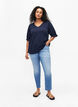 Bluse med V-hals og hullmønster, Navy Blazer, Model image number 2