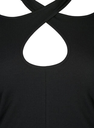 Zizzi Cut-out bluse med lange ermer, Black, Packshot image number 2