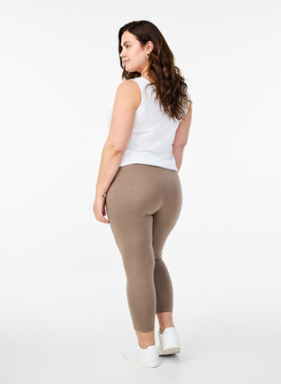 Zizzi Basis 3/4 leggings i viskose, Brun, Model image number 2