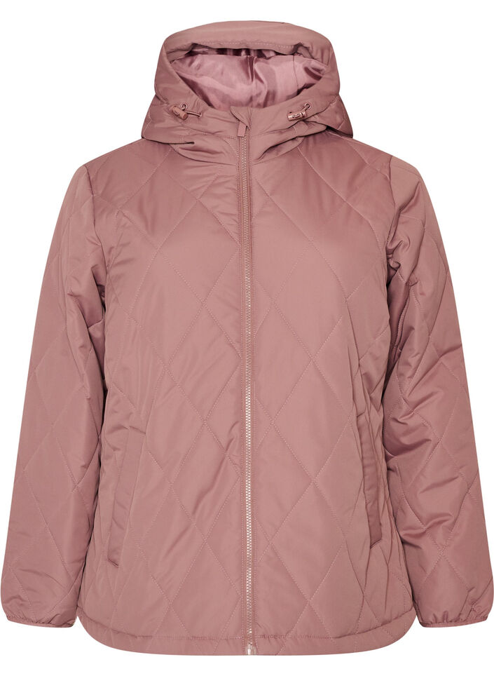 Lett vattert jakke med diamantquilt, Rosa, Packshot image number 0