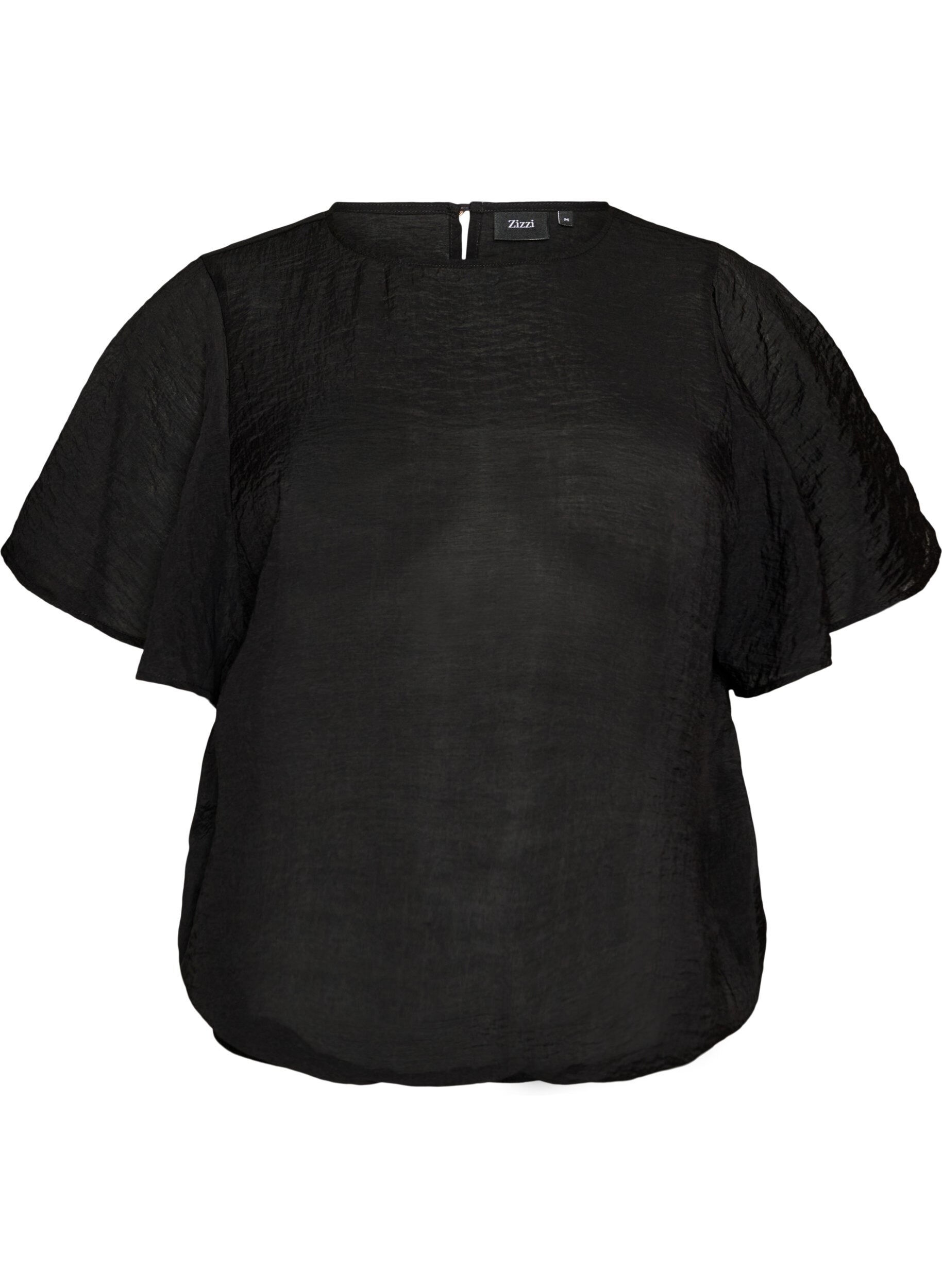ZizziBluse med ballongform og flaggermus ermer, Svart, Packshot image number 0