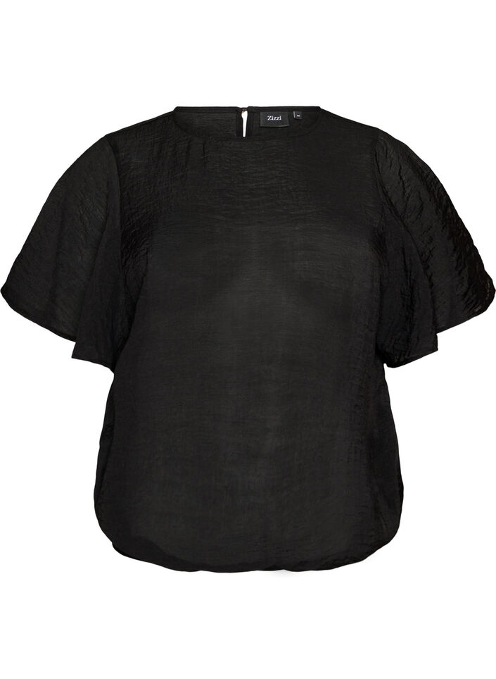 Bluse med ballongform og flaggermus ermer, Svart, Packshot image number 0
