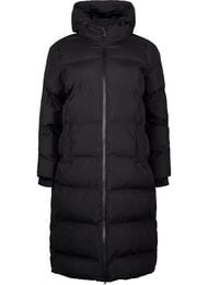 Lang vinterkåpe med hette, Black