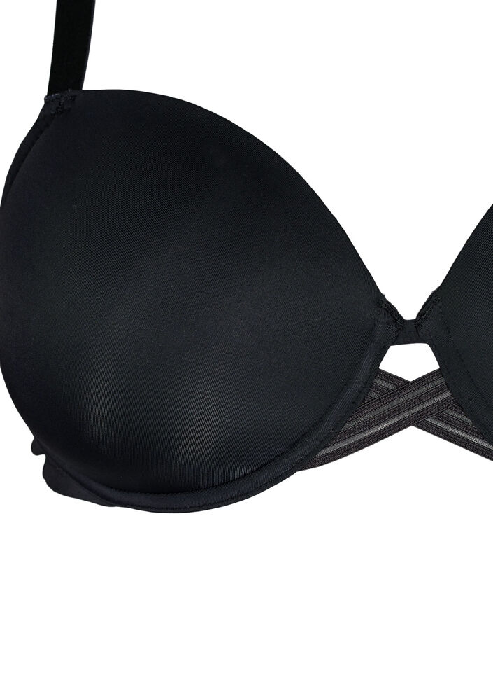 Formstøpt BH med kryssdetaljer, Svart, Packshot image number 2