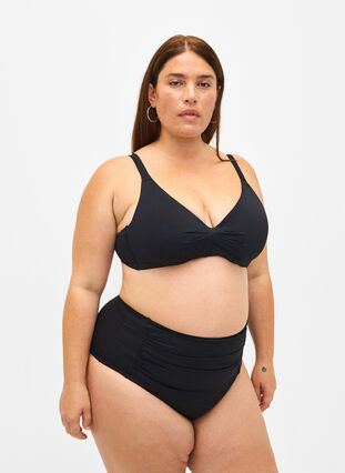 Bikini-BH med bøyle og rynkedetaljer, Black, Model image number 2