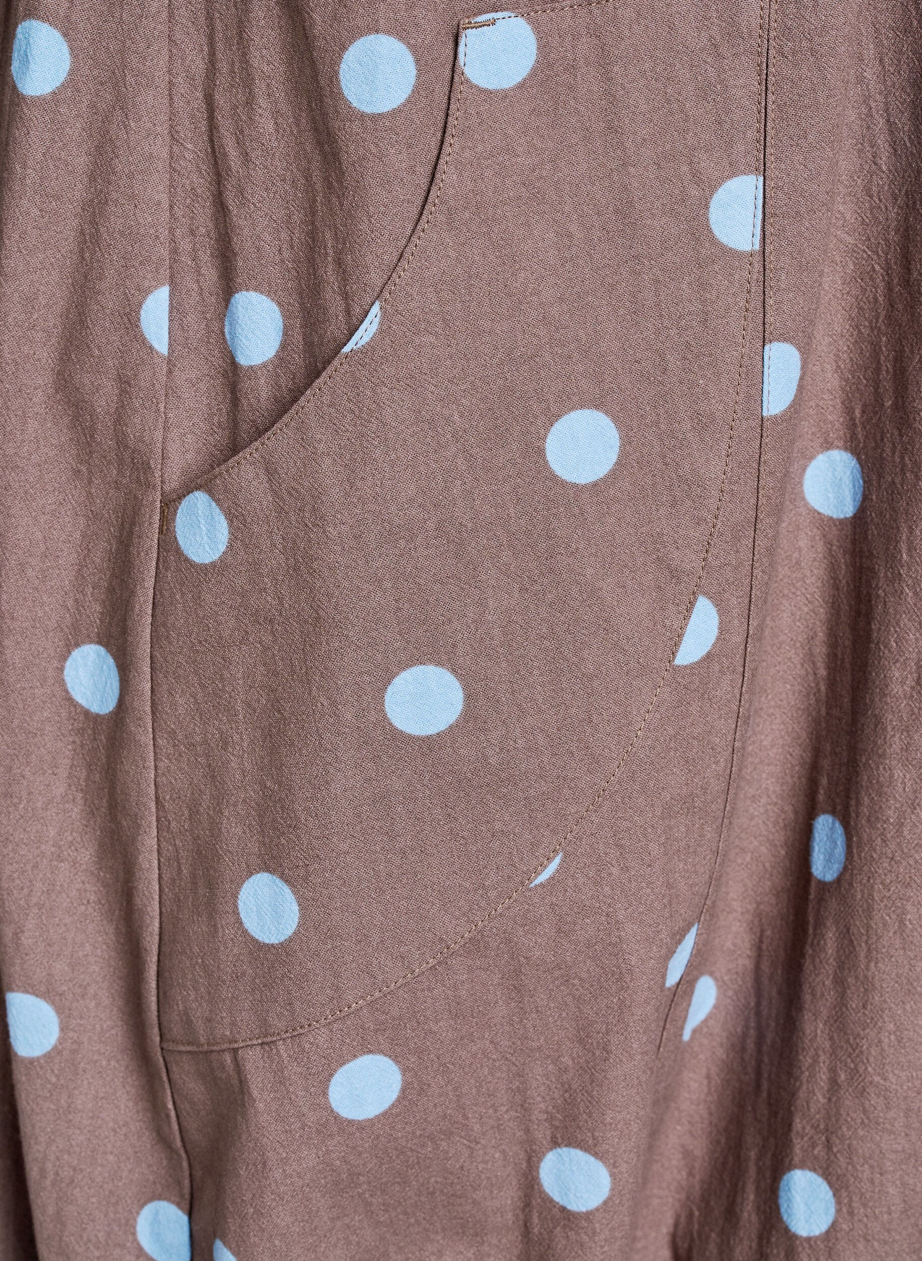 ZizziKortermet bomullskjole med trykt m&oslash;nster, Bl&aring;, Packshot image number 3