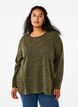 Melange Bluse med rund hals og lange ermer, Winter Moss, Model image number 0